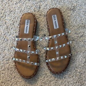 Steve Madden Silver Studded Slide Sandals